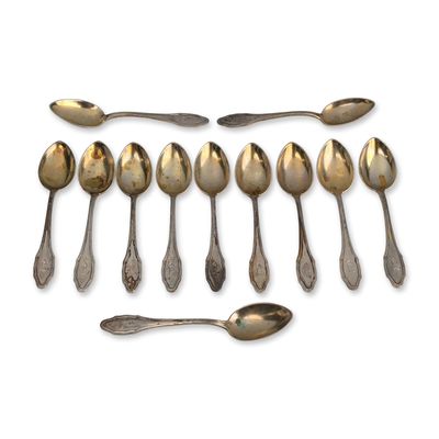 Sale Photo Thumbnail #319: Set of 12 Arnold Kunne German 800 Silver Teaspoons