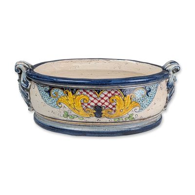 Sale Photo Thumbnail #509: Italian Majolica Ceramic Footed Basin