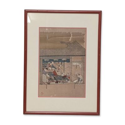 Sale Photo Thumbnail #550: After Tosa Mitsuoki (Japanese, 1617-1691), Woodcut on Paper, Fan Maker