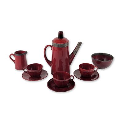 Sale Photo Thumbnail #105: 10pc Royal Doulton Flambe Sterling Silver Coffee Set