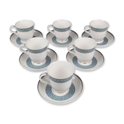 Sale Photo Thumbnail #474: 12pc Christofle Torsada Porcelain Demitasse Cups and Saucers