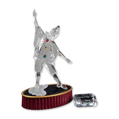 Sale Photo Thumbnail #73: 3pc Swarovski Crystal 1999 Annual Edition Figurine, Masquerade Pierrot, Title Plaque & Base
