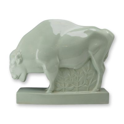 Sale Photo Thumbnail #110: John Skeaping for Wedgwood Celadon Glazed Figurine, Bison