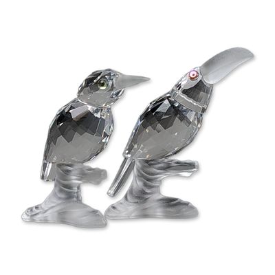 Sale Photo Thumbnail #72: 2pc Swarovski Silver Crystal Figurines, Toucan and Kingfisher