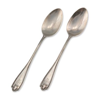 Sale Photo Thumbnail #142: 2pc Lunt Silversmiths Sterling Silver Wreath Teaspoons