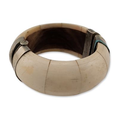 Sale Photo Thumbnail #571: Bone and Metal Hinged Bangle