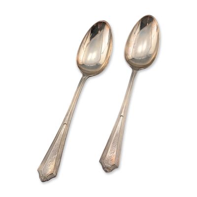 Sale Photo Thumbnail #300: 2pc Gorham Plymouth Sterling Silver Tablespoons