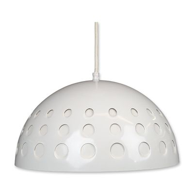 Sale Photo Thumbnail #188: Progress Lighting White Mid-Century Dimpled Metal Pendant Lamp
