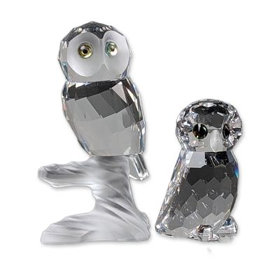 Sale Photo Thumbnail #435: 2pc Swarovski Silver Crystal Figurines, Owl and Owlet