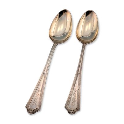 Sale Photo Thumbnail #484: 2pc Gorham Sterling Silver Plymouth Art Deco Tablespoons