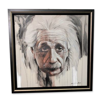Sale Photo Thumbnail #9: Barry Leighton Jones (English, 1932-2011), Oil on Canvas, Albert Einstein, Signed