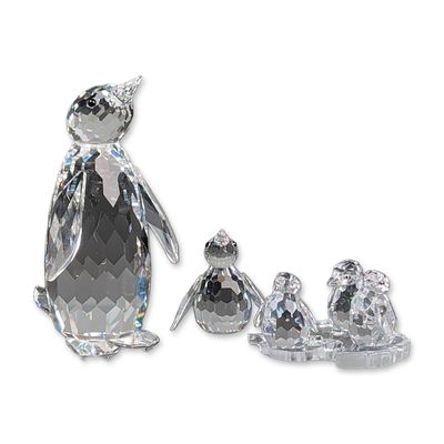 Sale Photo Thumbnail #439: 6pc Swarovski Silver Crystal Penguin Figurines with Base