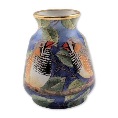 Sale Photo Thumbnail #512: Moorcroft Enamels Miniature Limited Edition Vase, Zebra Finch