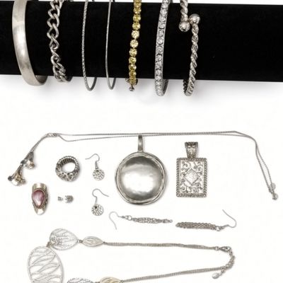 Sale Photo Thumbnail #275: Vintage Silver-Tone Costume Jewelry Set