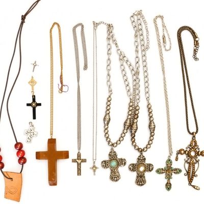 Sale Photo Thumbnail #231: Vintage Cross & Religious Necklace Lot