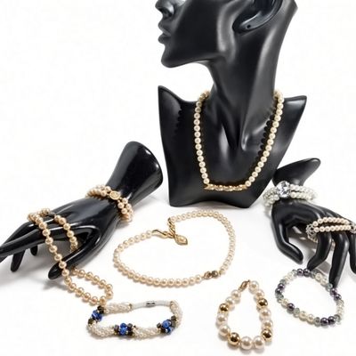 Sale Photo Thumbnail #166: 2Costume Jewelry Lot, 9 Pieces Gold-Tone & Pearls
