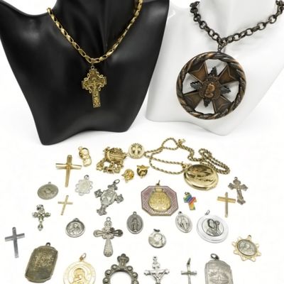 Sale Photo Thumbnail #51: Vintage Estate Religious Jewelry Lot - 30+ Pcs