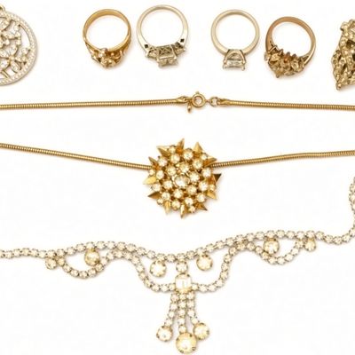 Sale Photo Thumbnail #230: Glam Gold-Tone & Rhinestone Jewelry Lot
