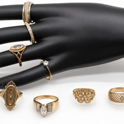 Sale Photo Thumbnail #70: Vintage & Estate Gold-Tone Ring Collection