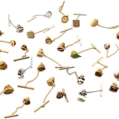 Sale Photo Thumbnail #176: Vintage Gold & Silver Tone Tie Tack Lot, 26 Pieces