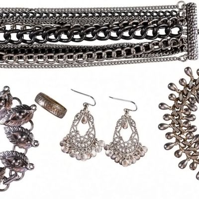 Sale Photo Thumbnail #307: Vintage & Boho Silver-Tone Costume Jewelry Lot
