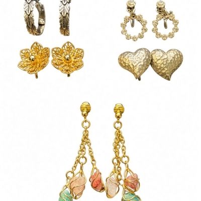 Sale Photo Thumbnail #207: Costume Earring Lot, 5 Pairs Clip-On