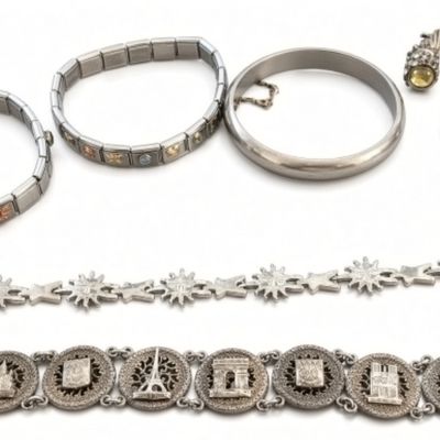 Sale Photo Thumbnail #43: 8pc Silver Tone Bracelet Lot