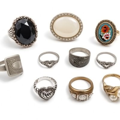 Sale Photo Thumbnail #8: 10 Vintage Costume Jewelry Rings