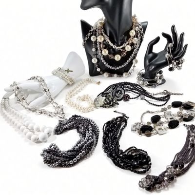 Sale Photo Thumbnail #208: Silver-Tone Beaded Costume Jewelry Lot