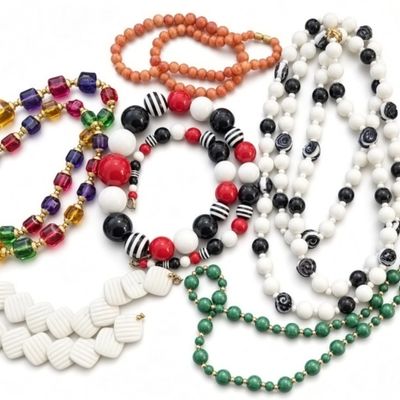 Sale Photo Thumbnail #30: Vintage 80s Mod Statement Necklace Lot
