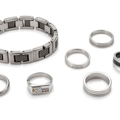 Sale Photo Thumbnail #192: Silver-Tone Jewelry Lot, Mixed Rings & Bracelet