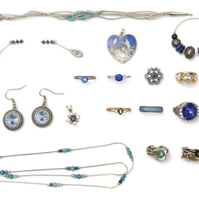 Sale Photo Thumbnail #272: Vintage Sterling & Blue Tone Estate Jewelry Lot