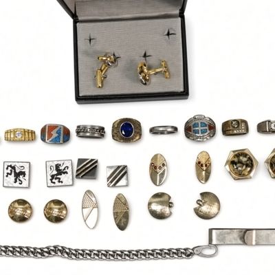 Sale Photo Thumbnail #267: Men's Vintage Cufflink & Ring Estate Lot
