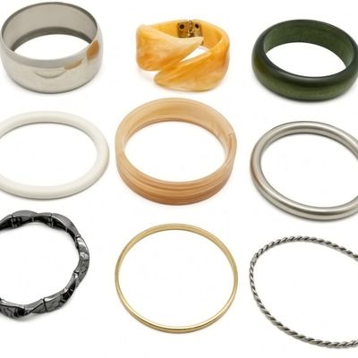 Sale Photo Thumbnail #55: Vintage Costume Bangle Bracelet Lot 9pc