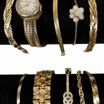 Sale Photo Thumbnail #316: 10 Gold-Tone Bracelet & Watch