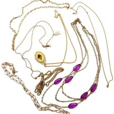 Sale Photo Thumbnail #111: (7) Long Gold-Tone Necklaces