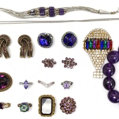 Sale Photo Thumbnail #324: Vintage & Modern Purple Fashion Jewelry Lot