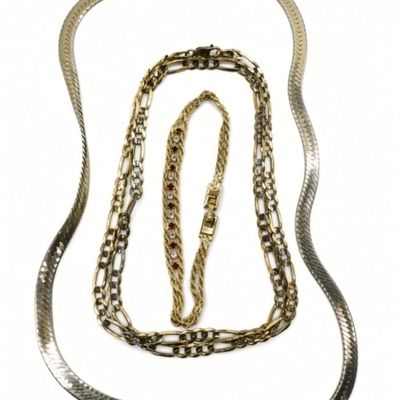 Sale Photo Thumbnail #214: (2) Gold-Tone Necklaces & (1) Bracelet