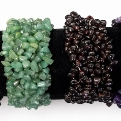 Sale Photo Thumbnail #343: Vintage Estate Gemstone Chip Bracelet Lot
