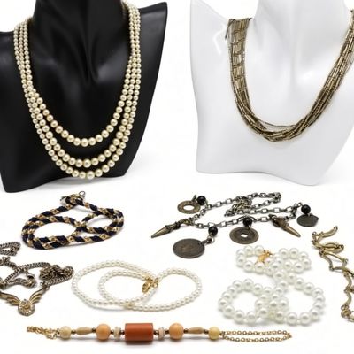 Sale Photo Thumbnail #67: Faux Pearls & Multi-Strand Gold-Tone Necklaces