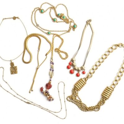 Sale Photo Thumbnail #10: 7 Gold Tone Necklaces