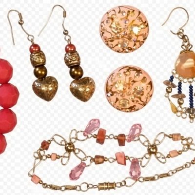 Sale Photo Thumbnail #255: Vintage Boho Coral Pink & Peach Costume Jewelry