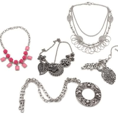 Sale Photo Thumbnail #160: Silver-Tone Costume Jewelry Lot, 6 Pieces Mixed
