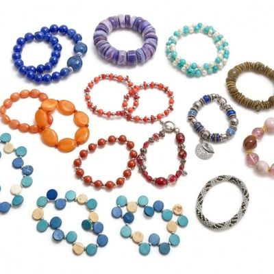 Sale Photo Thumbnail #159: Beaded Jewelry Lot, 18 Pieces Mixed Materials