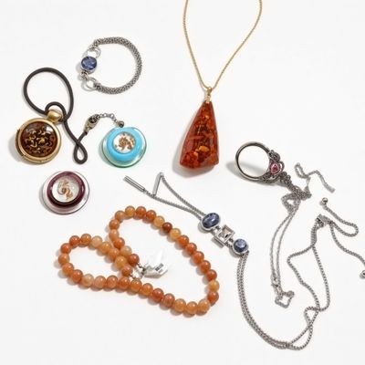 Sale Photo Thumbnail #2: Large Amber Style Pendant, Bracelets, & Chains