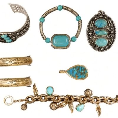 Sale Photo Thumbnail #245: Southwestern Turquoise Tone Jewelry Lot