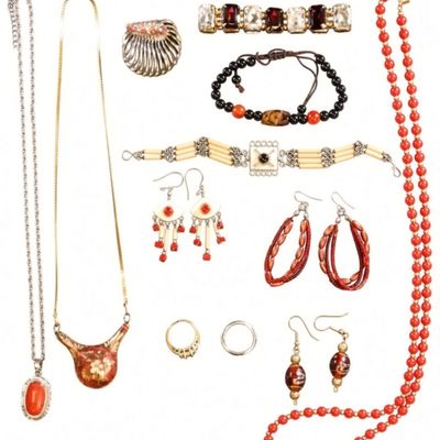 Sale Photo Thumbnail #227: Vintage & Boho Red Costume Jewelry Lot