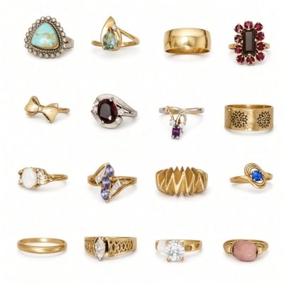 Sale Photo Thumbnail #342: Mixed Vintage & Retro Estate Ring Lot
