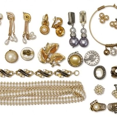 Sale Photo Thumbnail #335: Gold-Tone & Faux Pearl Costume Jewelry Lot