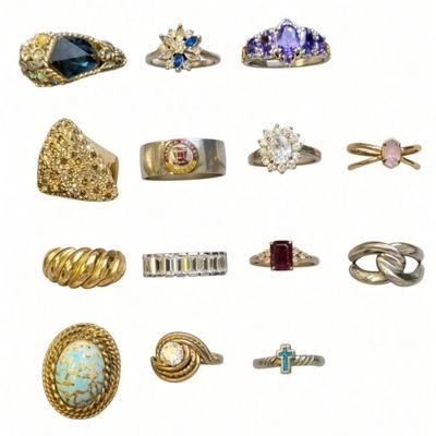 Sale Photo Thumbnail #31: Lot of 14 Vintage Estate Rings